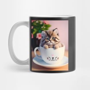 Adorable Persian Cat Illustration- Modern Digital Art Mug